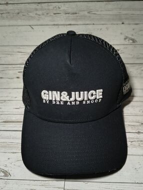 Gin & Juice Dr. Dre Snoop Dogg Black Mesh Trucker Hat Snapback Parental Advisory